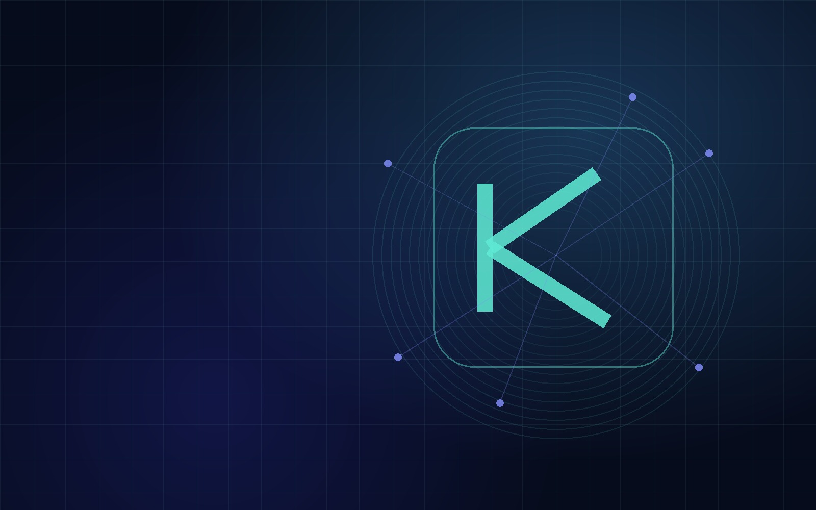 深蓝色科技网格与抽象 K 标志